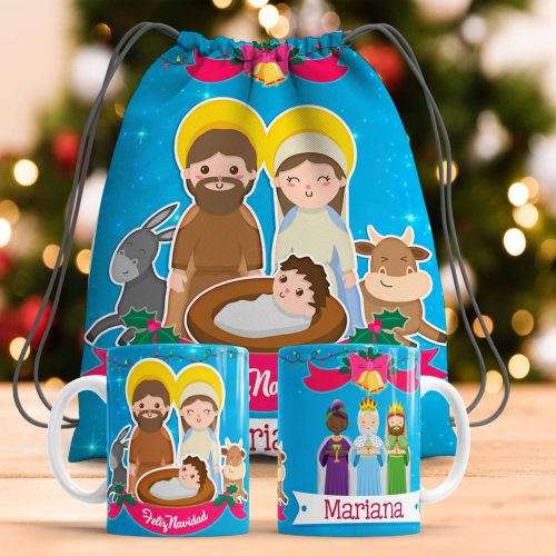 Combo Bolso Más Taza Feliz Navidad