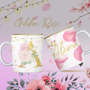 Abecedario Rosas De Oro Tazas