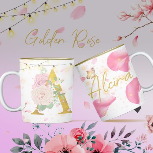 Abecedario Rosas De Oro Tazas