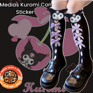 Medias Kuromi Sanrio Con Sticker Crazy Cups CR